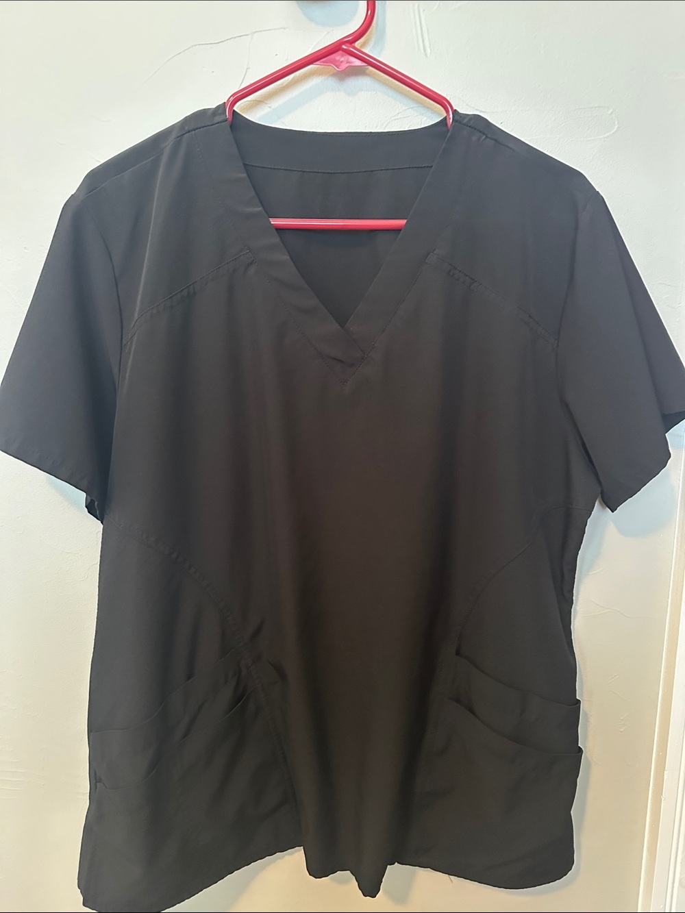 Black V-Neck Scrub Top with Front Pockets